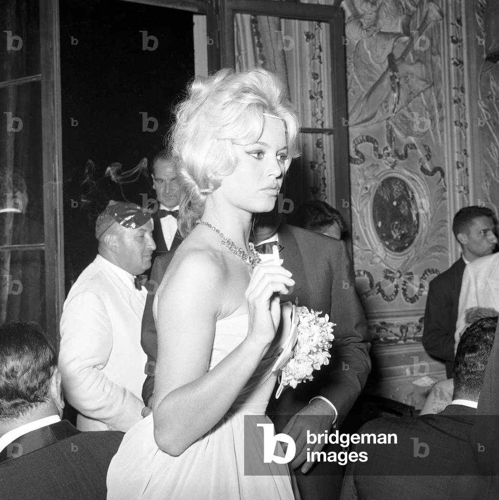 Brigitte Bardot in Venice, Italy, 1958 (b/w photo)