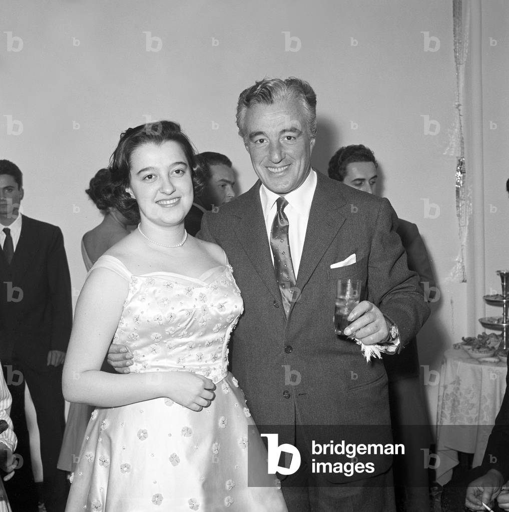 Vittorio De Sica with his daughter Emi, Italy, 1959 (b/w photo)