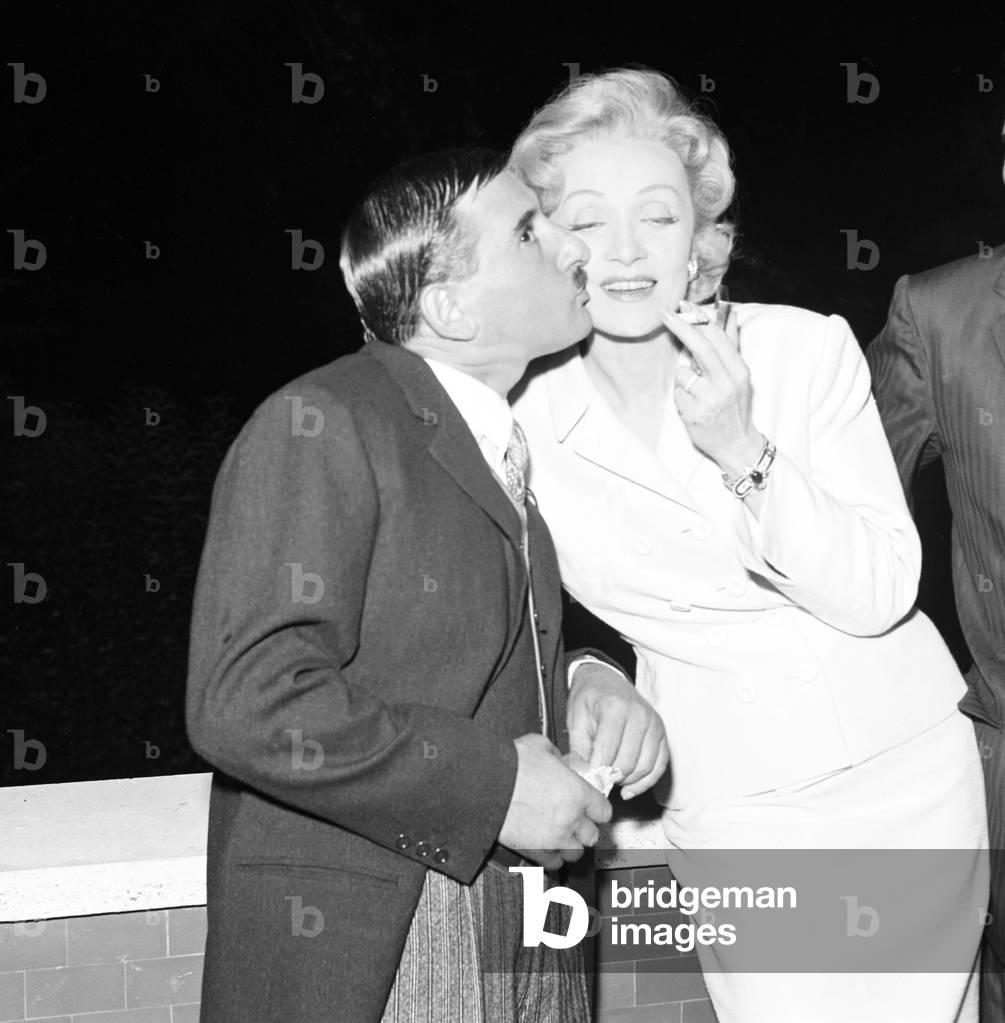 Renato Rascel and Marlene Dietrich, Italy, 1956 (b/w photo)