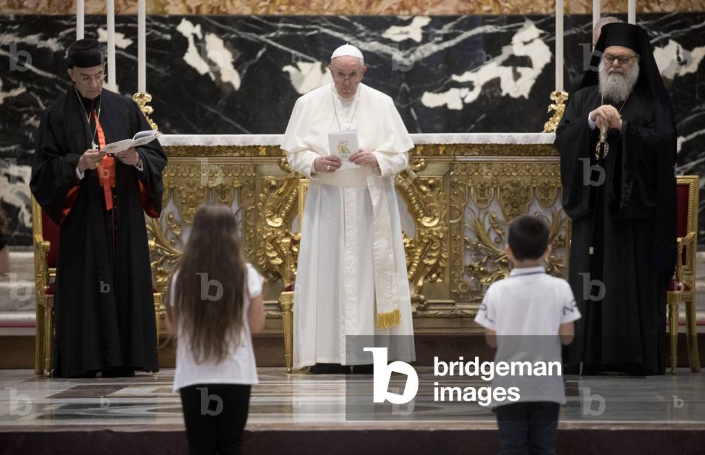 Ecumenical prayer for peace by Pope Francis with Christian leaders for Lebanon, 2021 (photo)