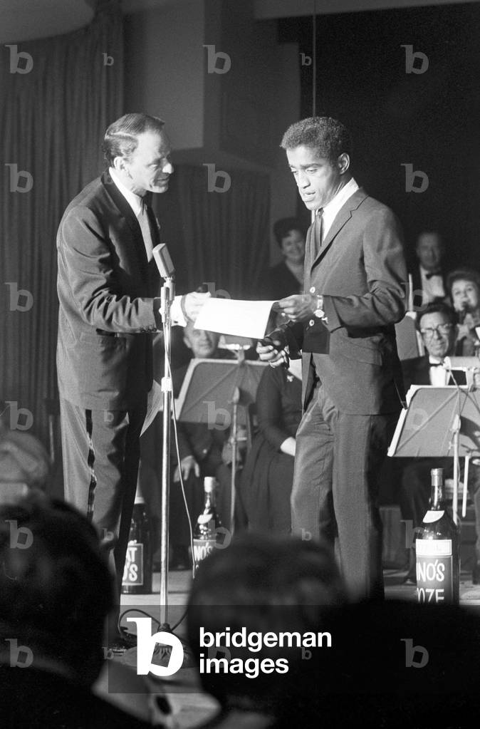 Frank Sinatra and Sammy Davis Jr in concert, 1961 (b/w photo)