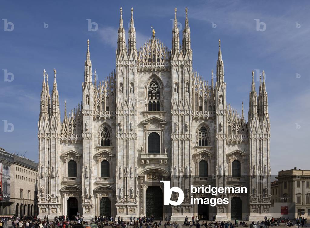 Duomo of Milan (Duomo di Milano), by Pellegrino Tibaldi known as Pellegino de' Pellegrini, Martino Bassi, Giovanni Antonio Amadeo, Giovanni Giacomo Dolcebuono, Francesco Maria Richini (Ricchini, Richino or Ricchino), 14th Century, candoglia marble