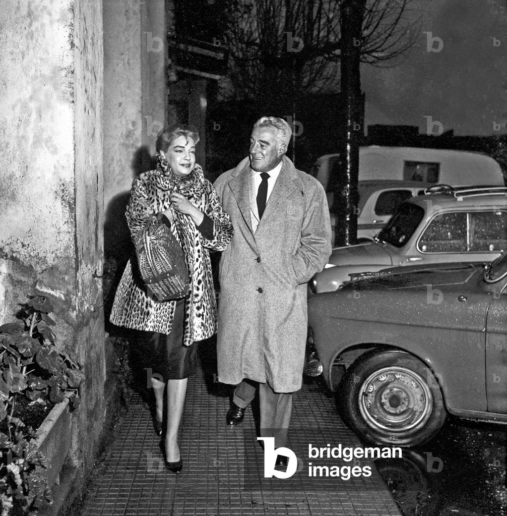 Simone Signoret with Vittorio De Sica, Rome, 1961 (b/w photo)