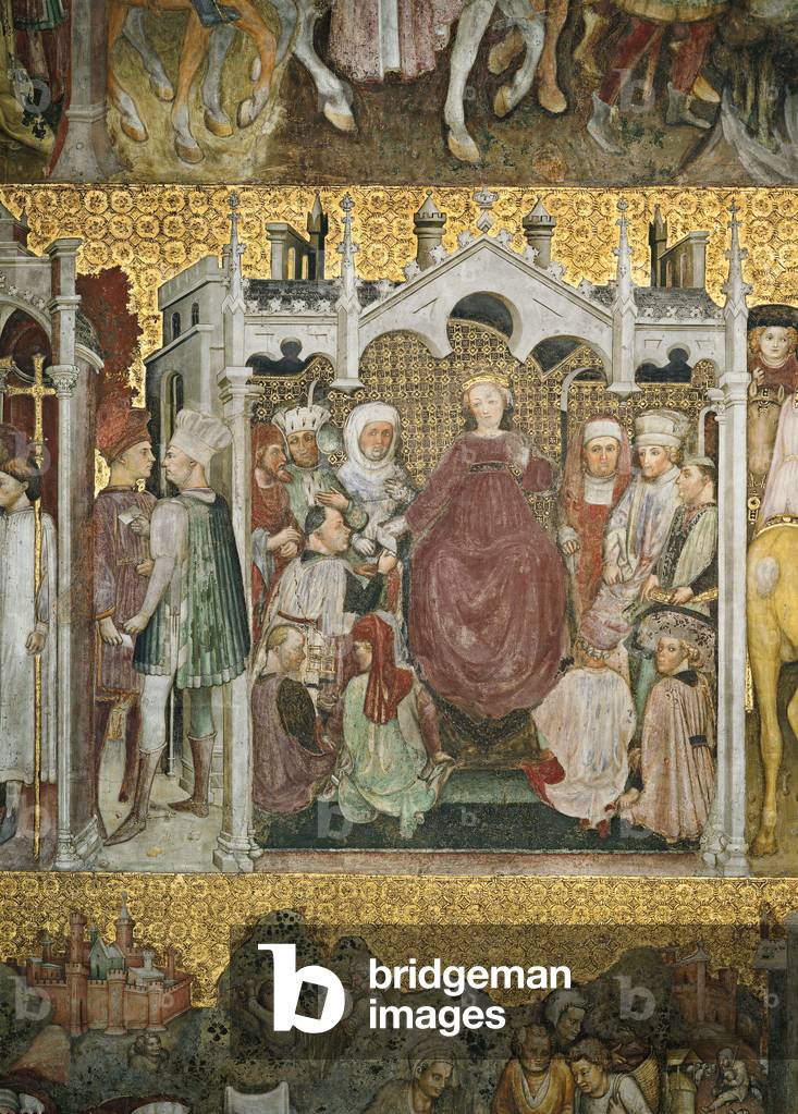 Legend of Thedolinda: The Lombard diet enables Theodolinda to get married again. Scene 24 (Teodolinda: La dieta longobarda permette a Teodolinda di prendere nuovamente marito. Scena 24), by Zavattari (Brothers), 1440 - 1450, 15th Century, fresco