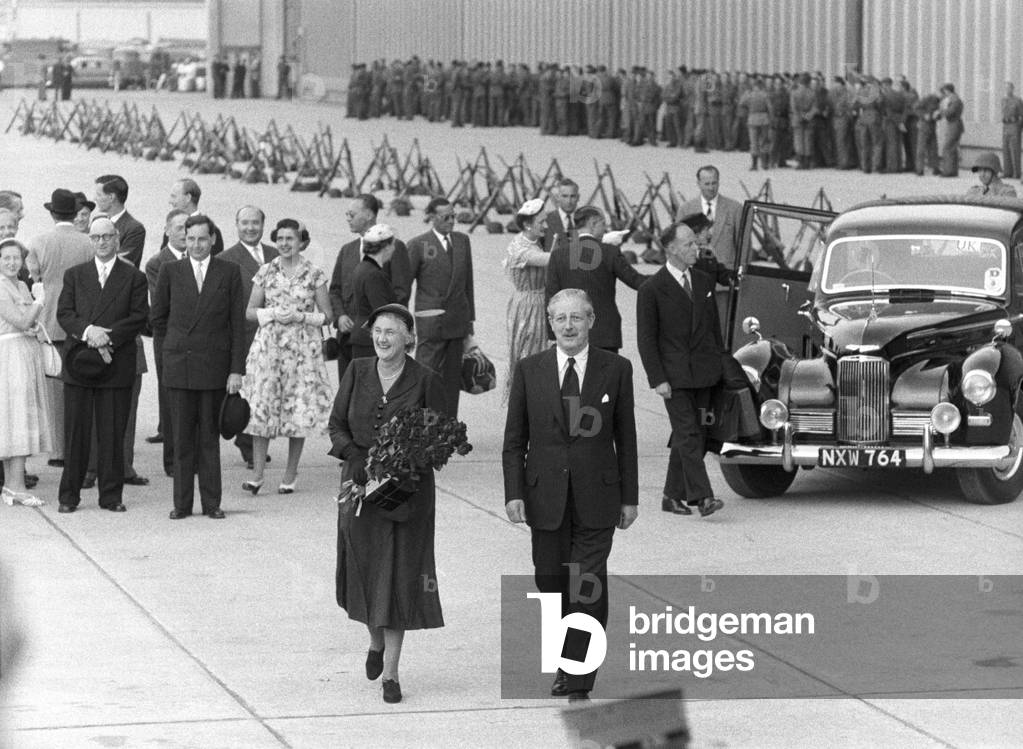 Harold Macmillan and his wife at the 1955 Geneva Summit, Geneva, Switzerland