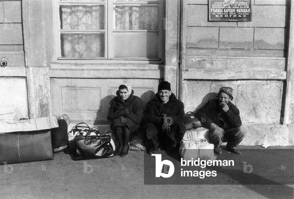 Travellers waiting the train, Belgrade, Yugoslavia
