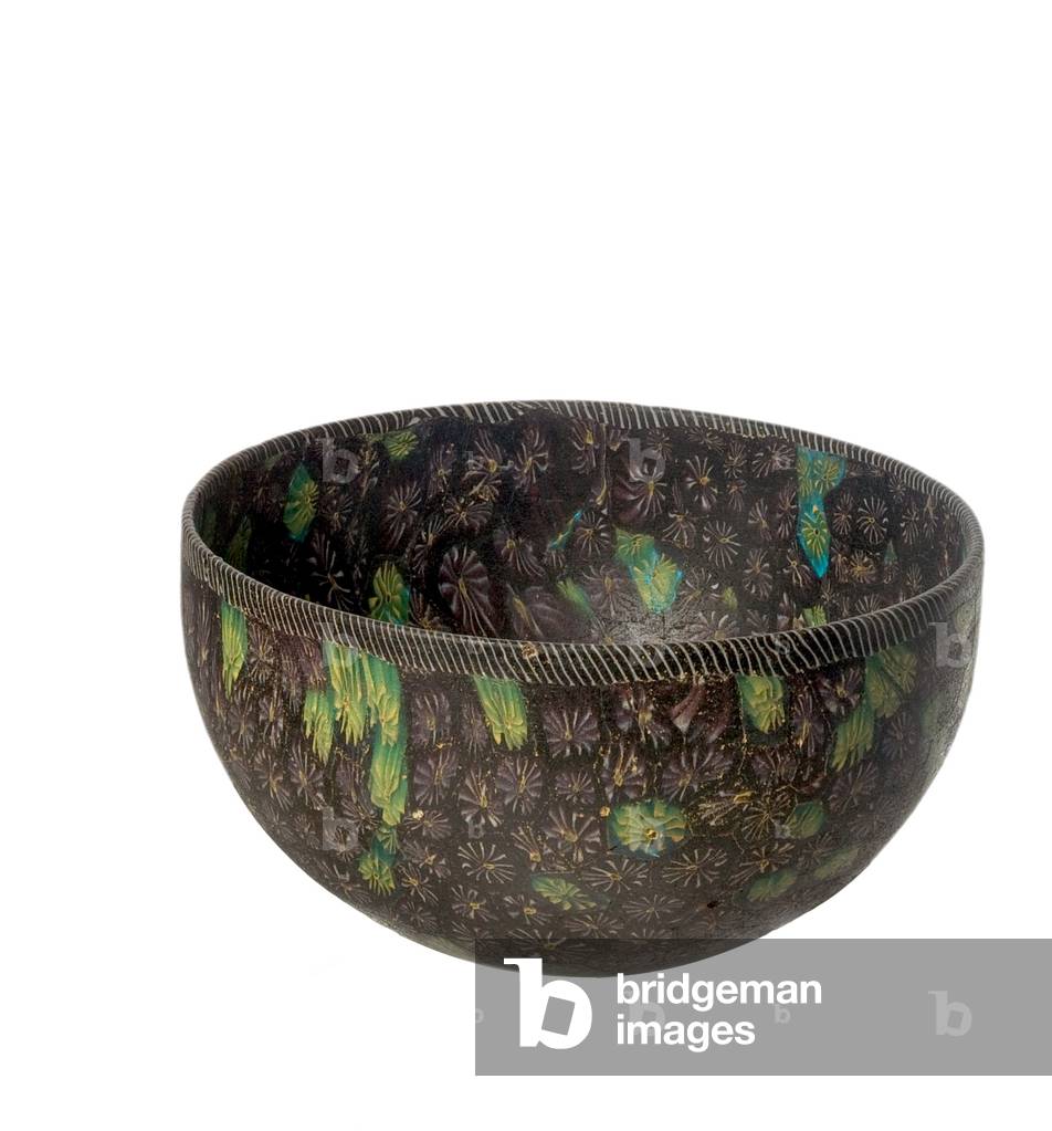 Cup 'thousandflower' patterned of stars, 1st Century BC, glass mosaic patterned matrix-section rods with star motif and hem formed by a barrel