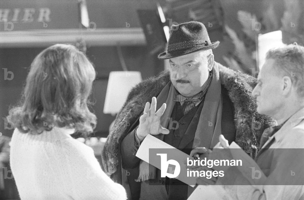 Orson Welles and Elsa Martinelli in The Vip's, United Kingdom, London, 1963 (b/w photo)