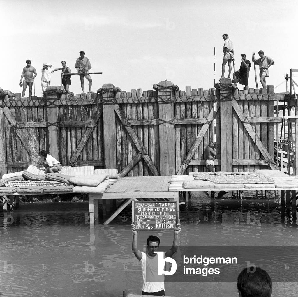 Filming Sodom and Gomorrah, Italy, 1961 (b/w photo)