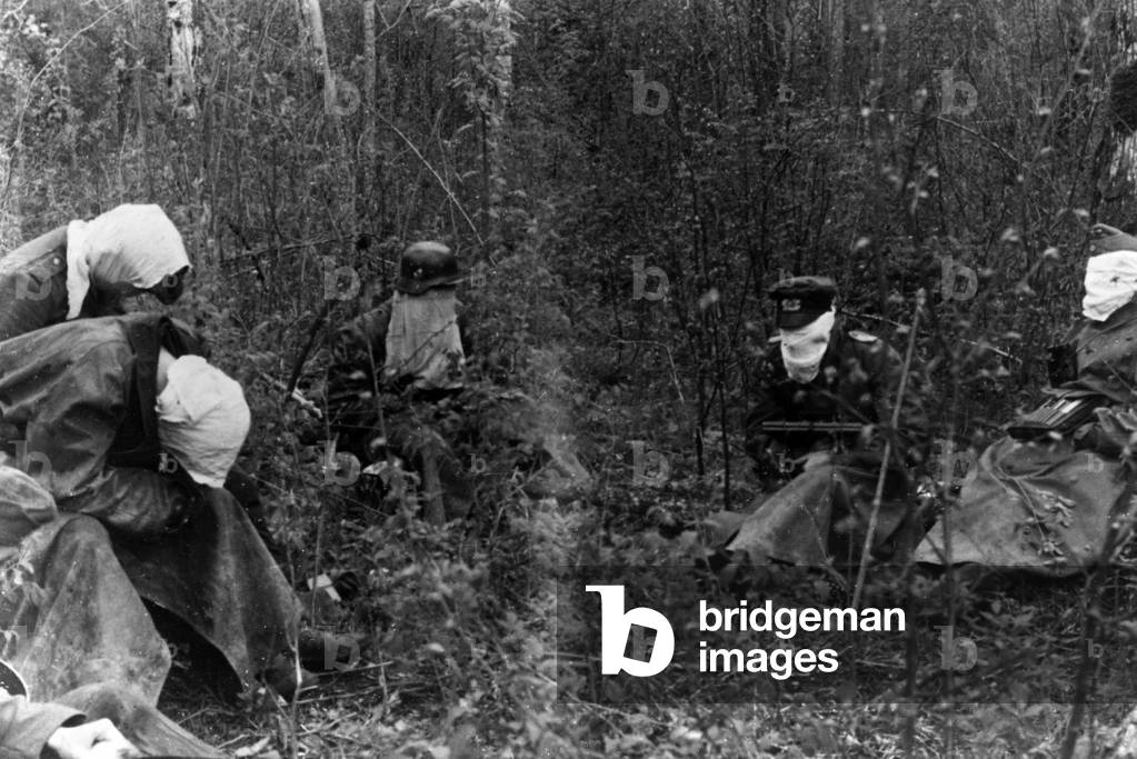 German soldiers protecting themselves from bugs
