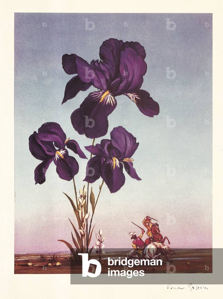 Iris and Duellists (Iris e duellanti), by Romano Gazzera, 1974 (litoserigraphy)