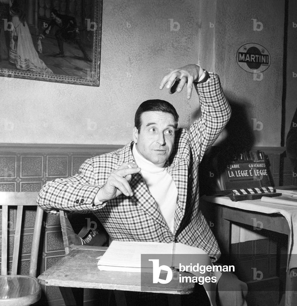 Christian-Jaque on the film set of The Law Is the Law, Unspecified, 1958 (b/w photo)