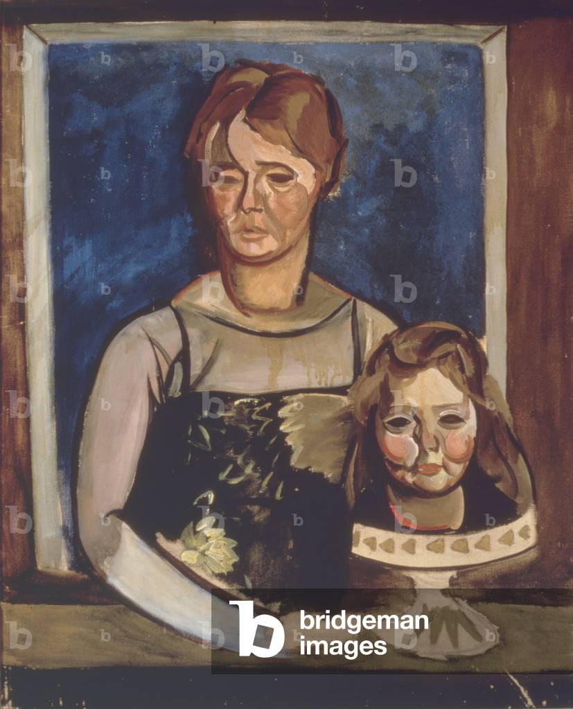 Portrait of Margherita Sarfatti and Her Daughter Fiammetta, by Achille Funi, 1920, 20th Century, oil on canvas