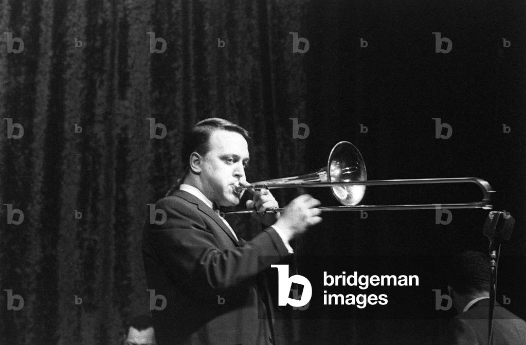 Ake Persson plays on the stage, Milan, Italy