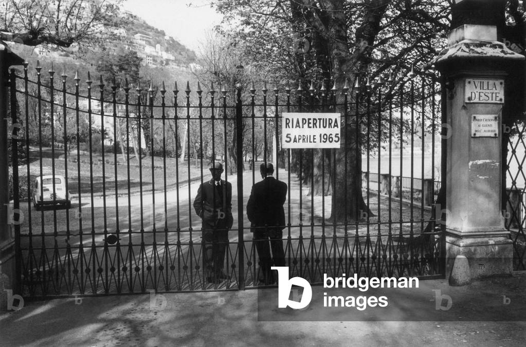 The entrance gate of Villa d'Este, Italy, 1965 (b/w photo)
