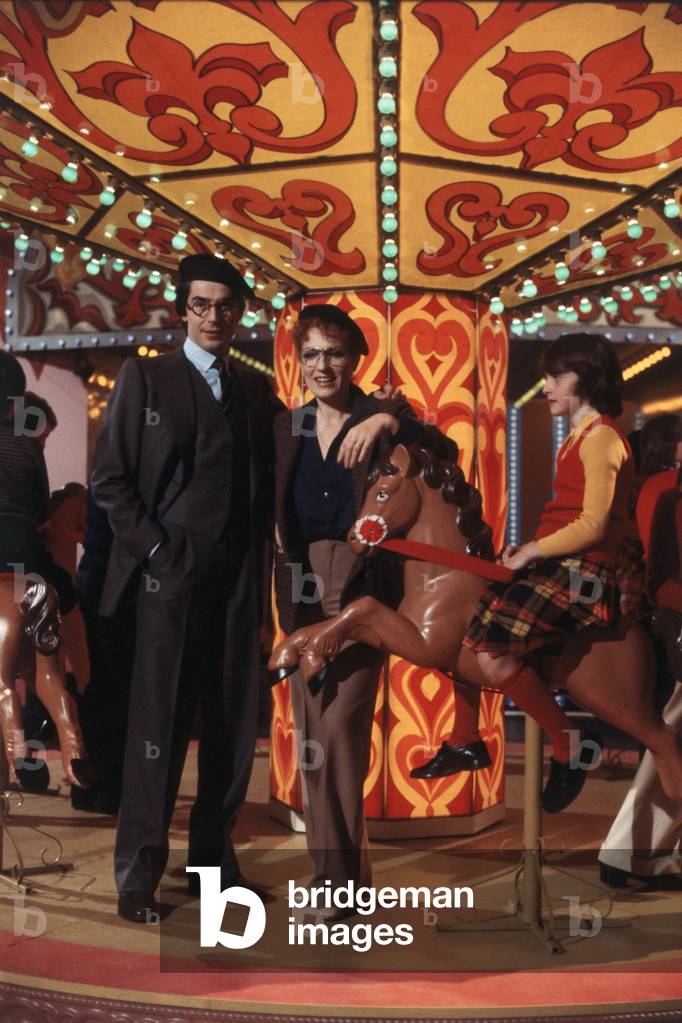 Fioretta Mari and Tullio Solenghi on the set of the TV show Luna Park