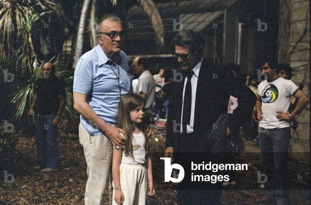 Federico Fellini, Marcello Mastroianni and his daughter Chiara on the set of City of Women, Italy, 1970 (photo)