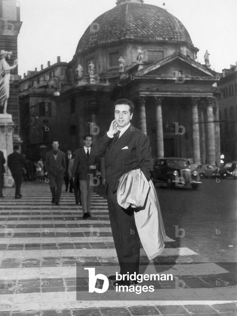 Enzo Tortora posing in Piazza del Popolo in Rome, Rome, Italy