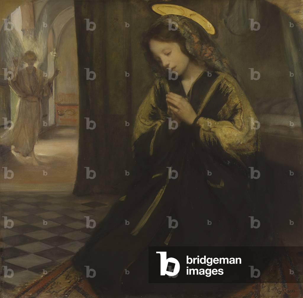 Annunciation, by Giuseppe Ricci, 1900, 20th Century, oil on canvas