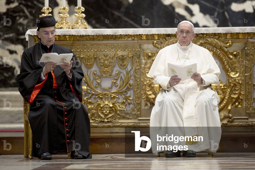 Ecumenical prayer for peace by Pope Francis with Christian leaders for Lebanon, 2021 (photo)