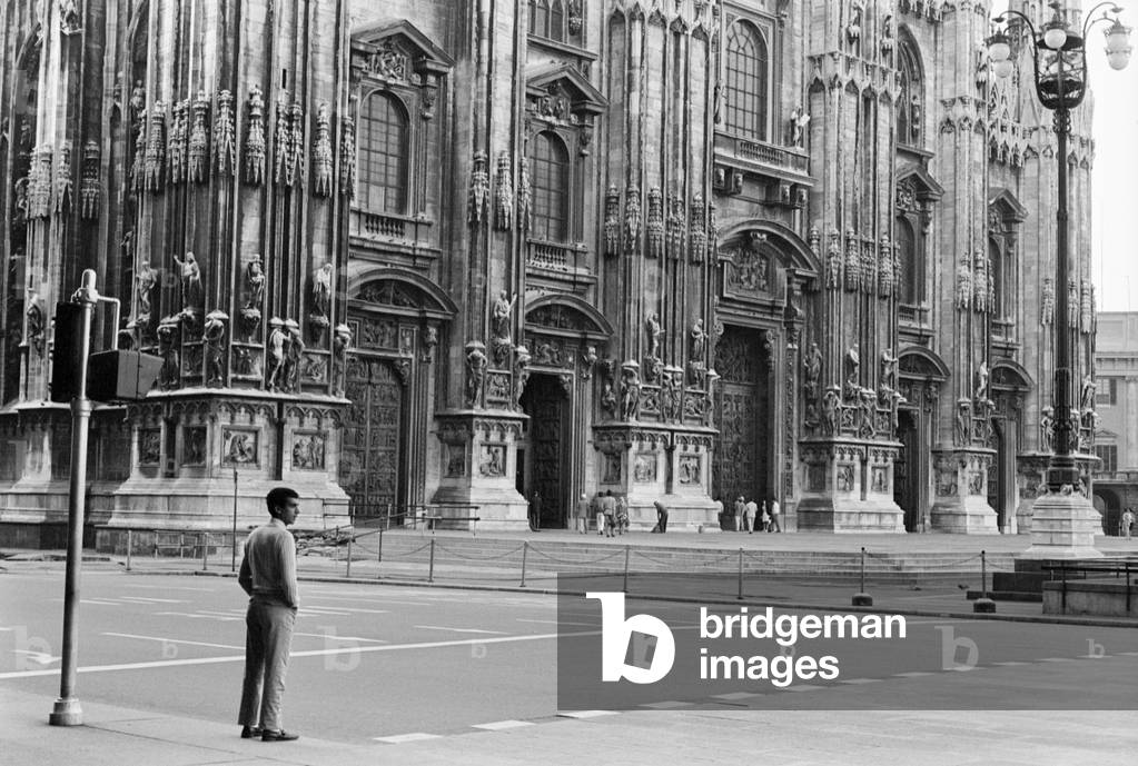 The Cathedral of Milan on August 15th, Italy, 1968 (b/w photo)