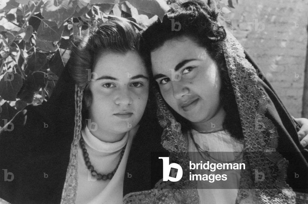 Two young women wearing traditional clothes, Campobasso, Italy
