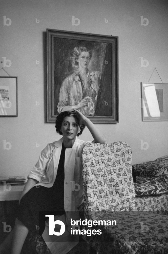 An Austrian woman in a thoughtful pose, Austria, 1955 (b/w photo)