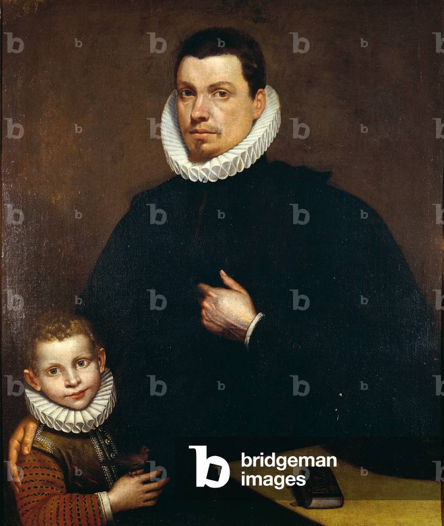 Nobleman with a boy (Gentiluomo con ragazzo), by Lombard School, 16th Century, oil on canvas