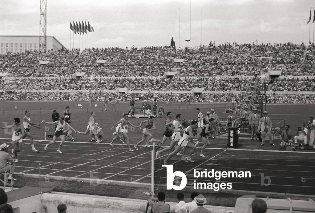 Relay event, Rome, Italy, 1960 (b/w photo)