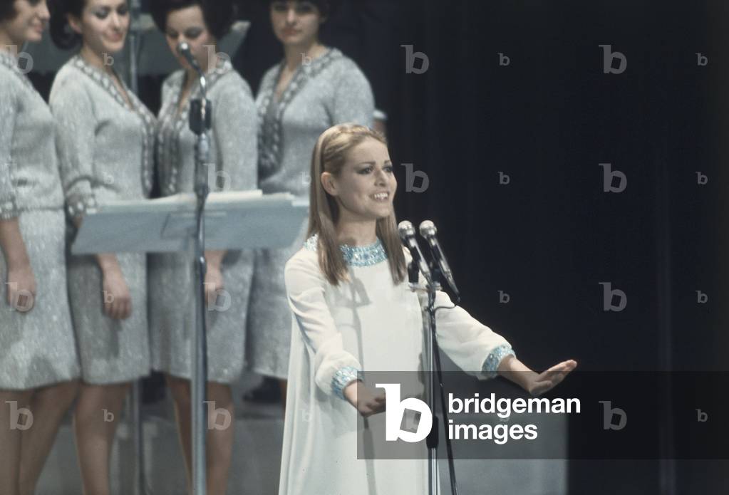 Anna Identici singing at the 18th Sanremo Music Festival, Sanremo, Italy, 1968