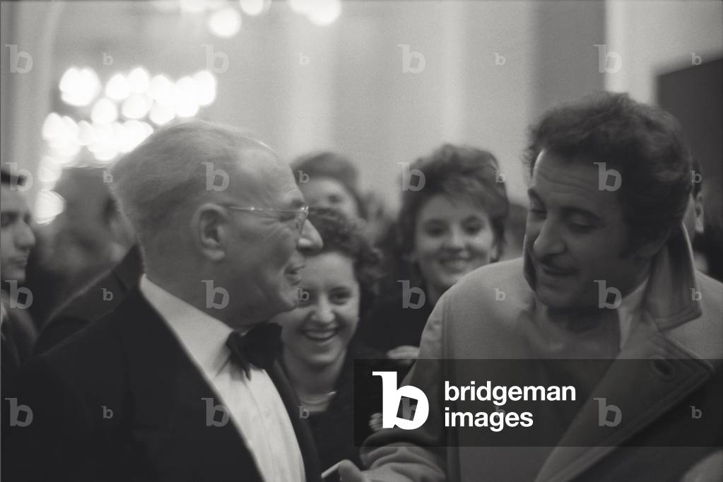 Vittorio G. Rossi and Domenico Modugno, 1964 (b/w photo)