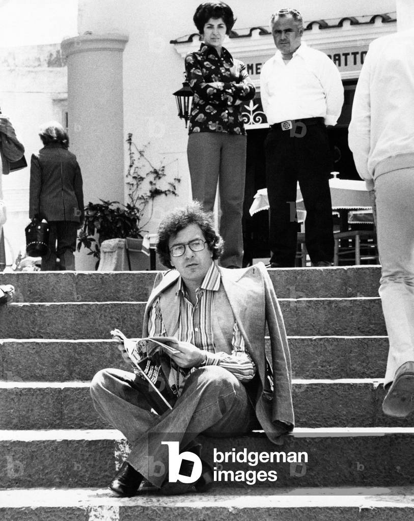 Peppino di Capri on a flight of stairs