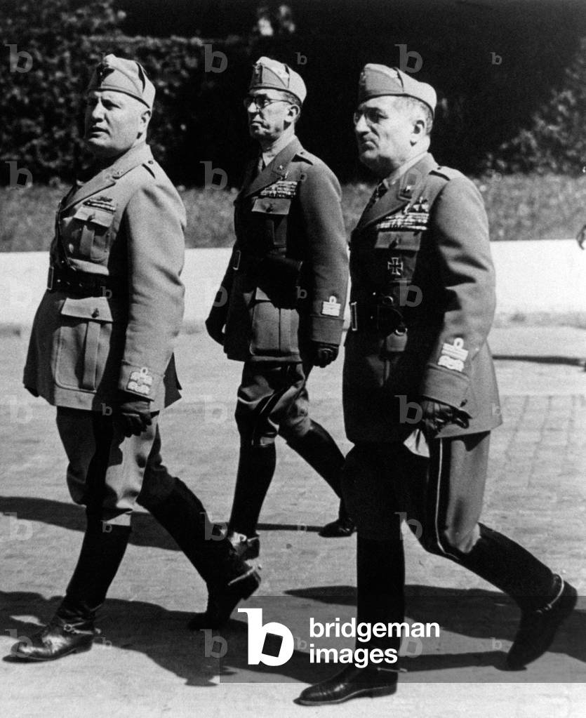 Portrait of Benito Mussolini, Mario Roatta and Ugo Cavallero