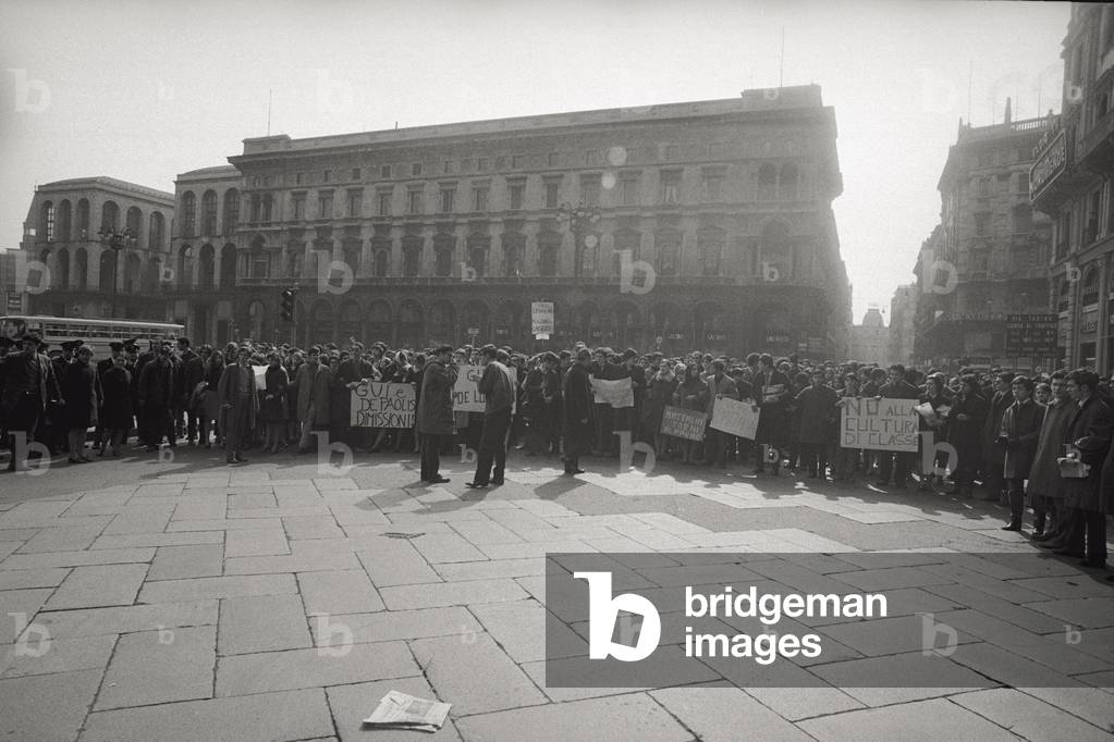 Students of the Parini high school demonstrating, Milan, Italy, 1960