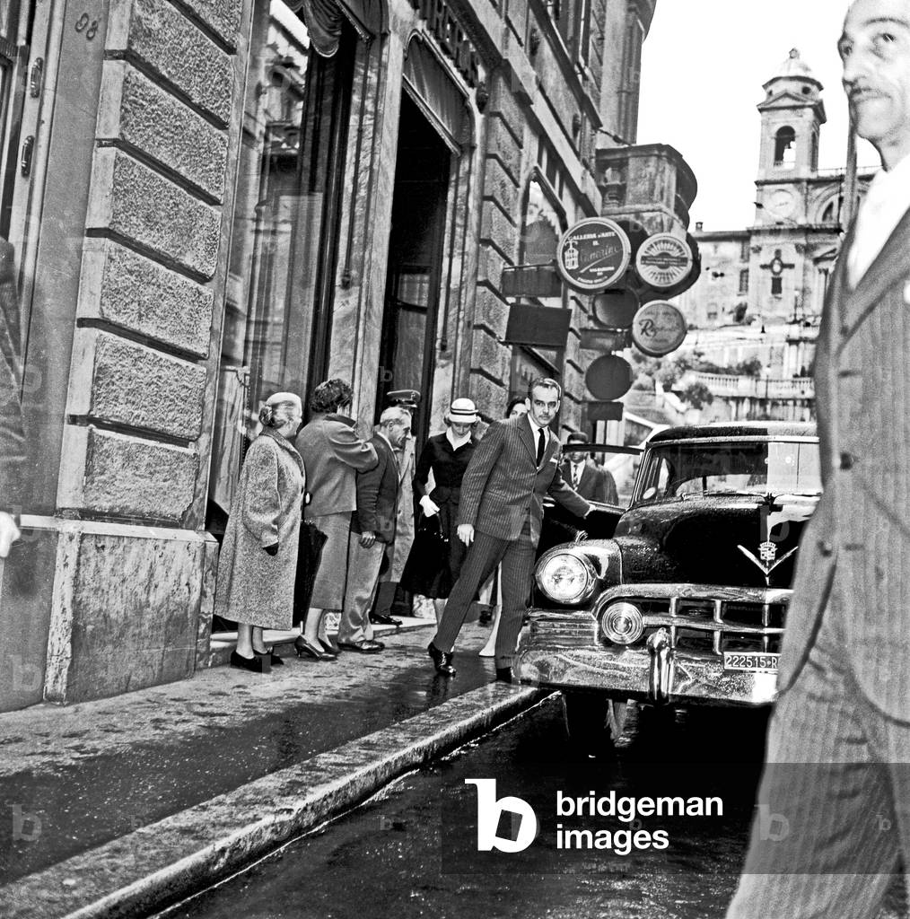 Rainier III and Grace Kelly visiting Rome, Rome, Italy, 1959 (b/w photo)