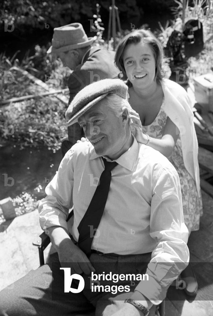 Vittorio De Sica and Emilia De Sica on the set of Two Women, Italy, 1960 (b/w photo)