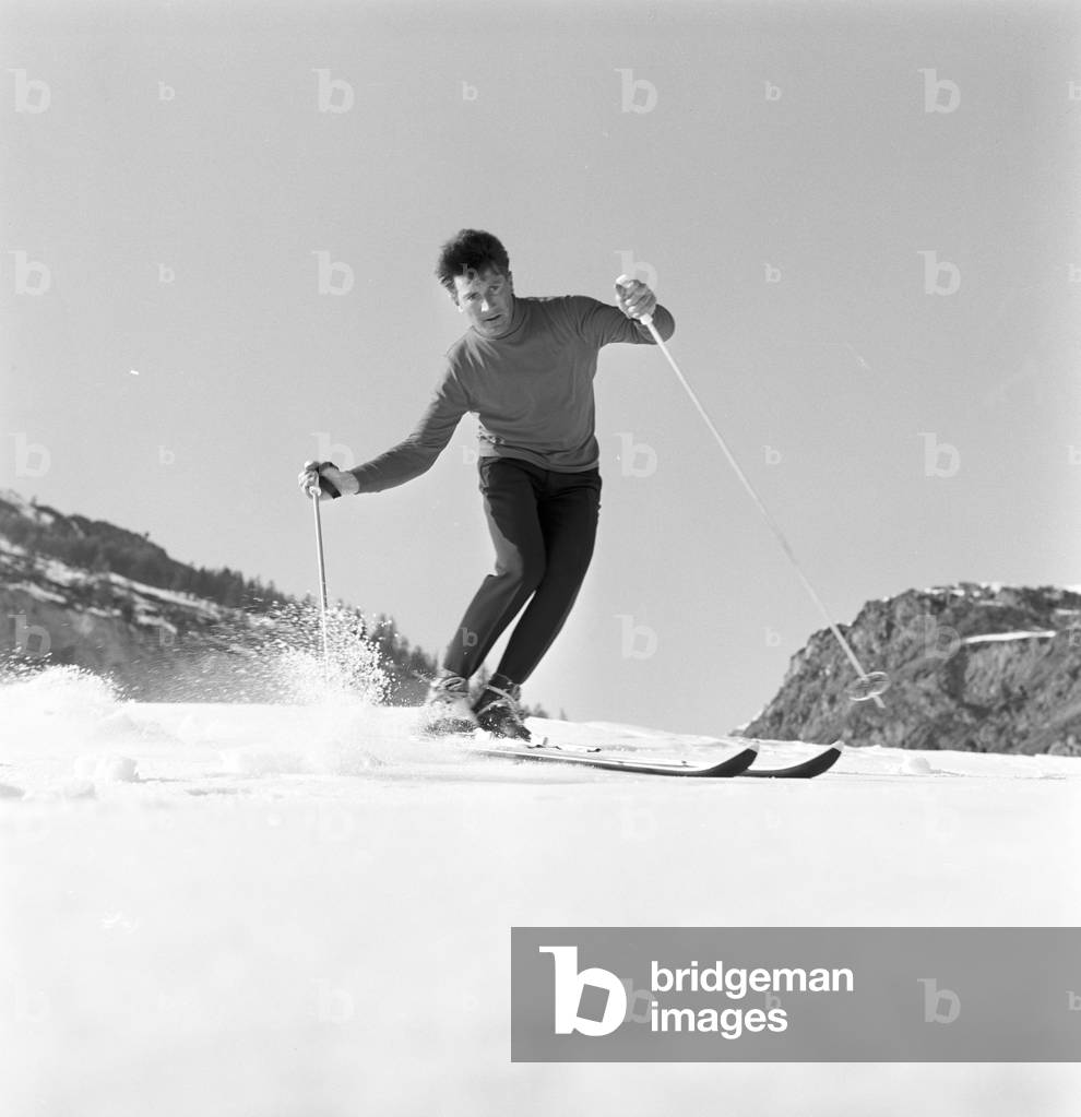 Walter Bonatti skiing, Zermatt, Switzerland
