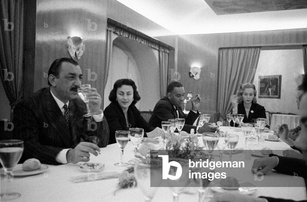 Richard Wright at the table with Alberto Mondadori, Milan, Italy, 1957