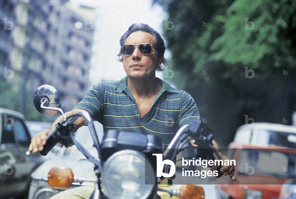 Enzo Jannacci on a motorbike