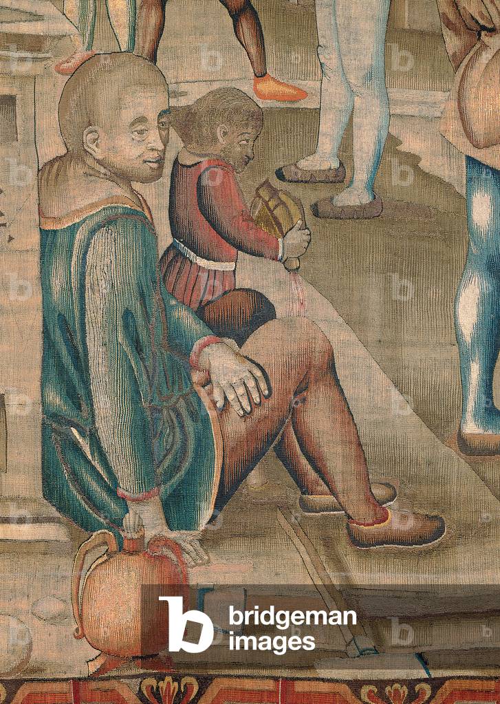 Months. January (I mesi Trivulzio. Gennaio), by Benedetto from Milan, from a cardboard by Bartolomeo Suardi, better known as Bramantino, 1504 - 1509, 16th Century, woll and silk tapestry, with a warp made of 6 threads per cm