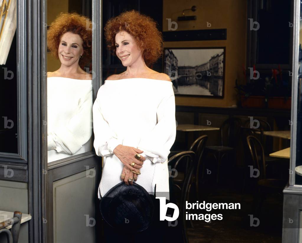 Ornella Vanoni smiling while mirroring ,  Milan, Italy