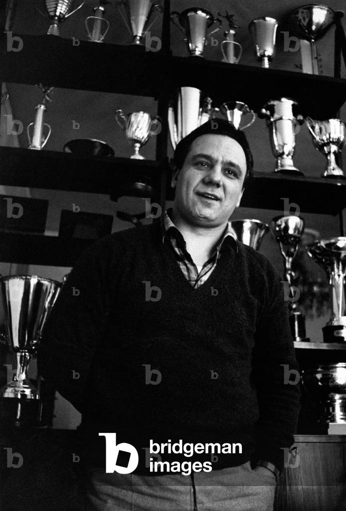 Antonio Maspes in front of some of his trophies