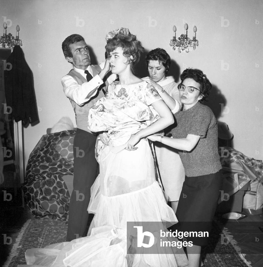 Valentino Garavani's fashion show, Italy, 1959 (b/w photo)