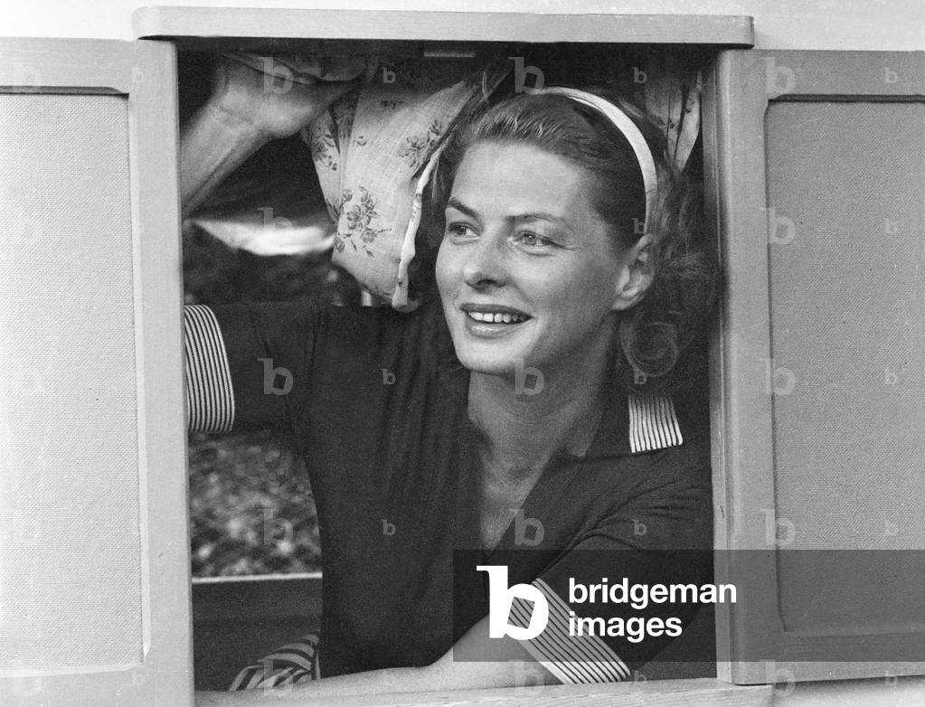 Ingrid Bergman posing, Italy, 1956 (b/w photo)