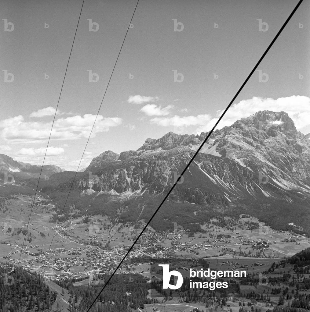 Aerial view of Cortina d'Ampezzo, Cortina d'Ampezzo, Italy