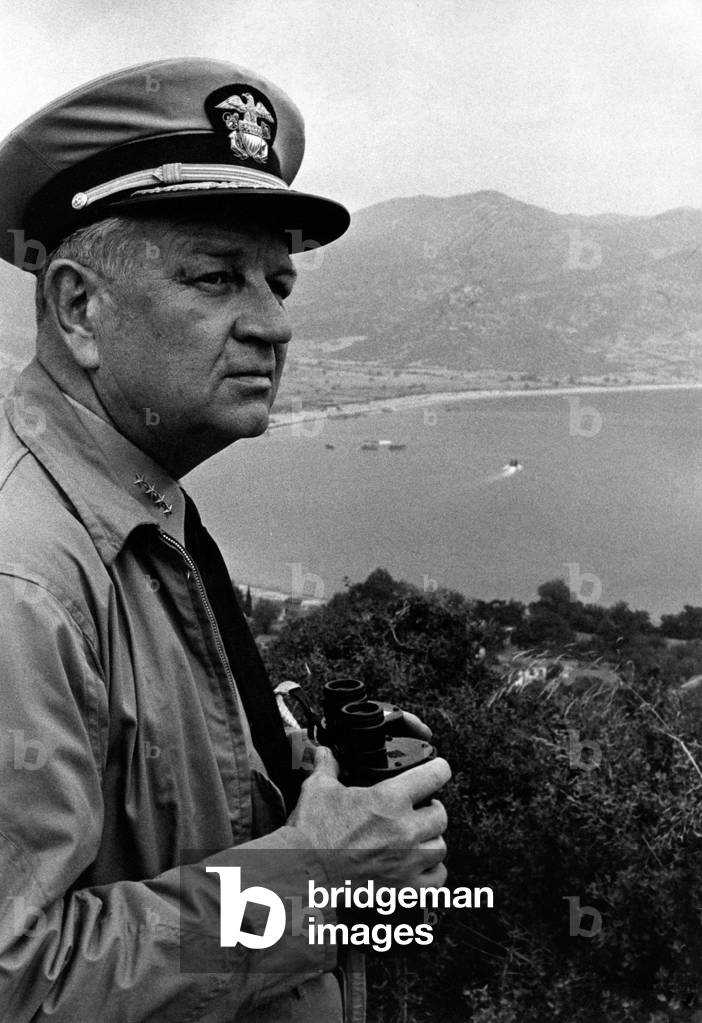 Portrait of William Fechteler with a pair of binoculars in his hands