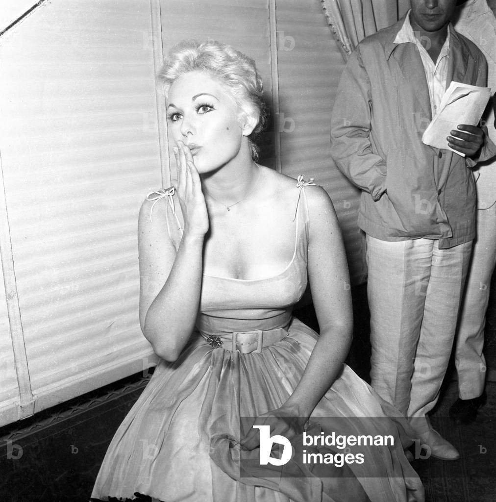 Kim Novak in Rome, Italy, 1956 (b/w photo)