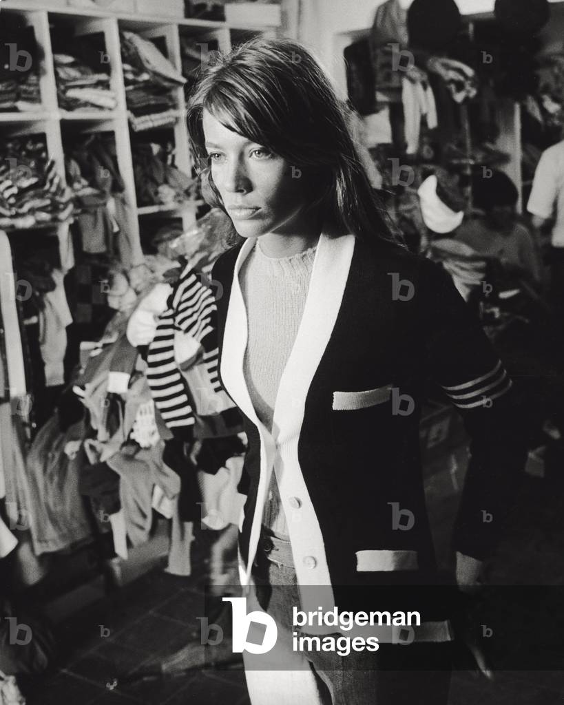 Francoise Hardy in a dress shop, 1960s (b/w photo)