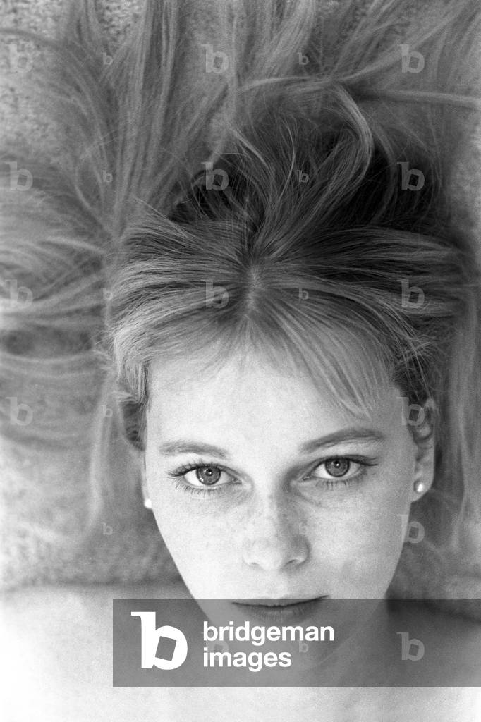 Mia Farrow posing, USA, 1964 (b/w photo)