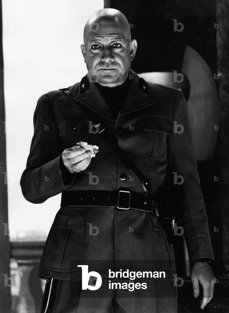 The actor Ugo Tognazzi dressed up as Benito Mussolini